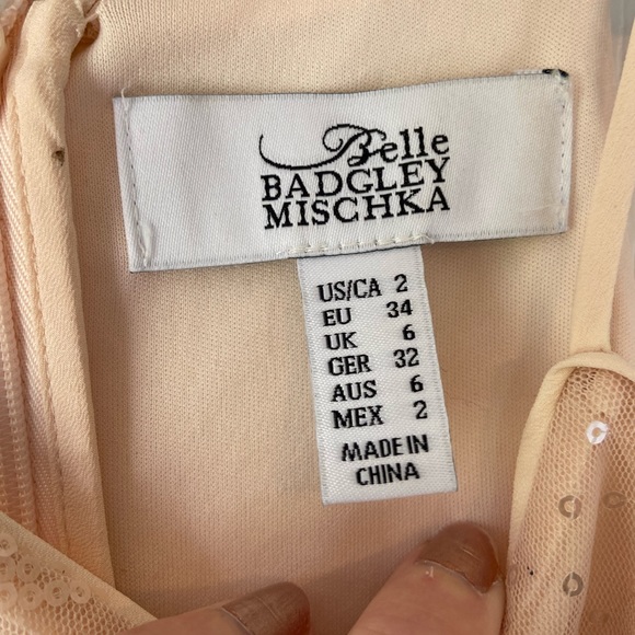 Belle by Badgley Mischka dress. Size 2. Cream/pink/peach color. Worn once. - Picture 2 of 4